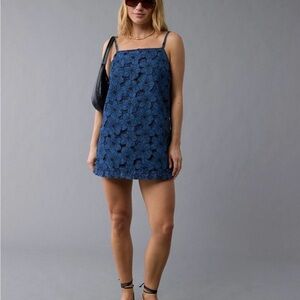 American Eagle Floral Denim Shift Dress
